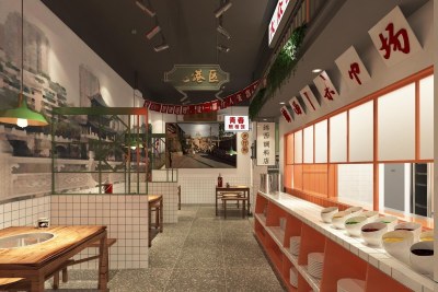 工业风市井风火锅店3D模型下载